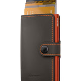 Leather Miniwallet RFID Matte Truffle & Orange