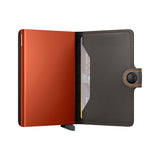 Leather Miniwallet RFID Matte Truffle & Orange