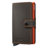 Leather Miniwallet RFID Matte Truffle & Orange