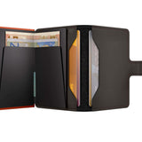 Leather Miniwallet RFID Matte Truffle & Orange