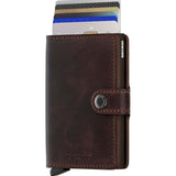Leather Miniwallet RFID Vintage Chocolate